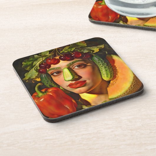 Fruits of Expression – A Surreal Portrait Getränkeuntersetzer (Linke Seite)