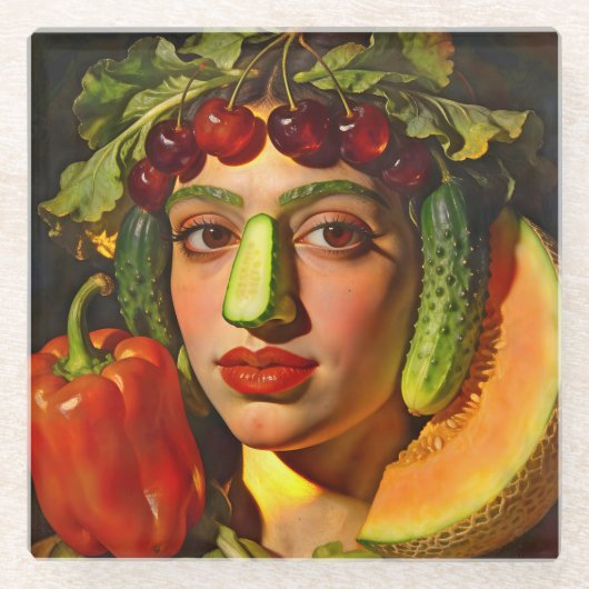 Fruits of Expression – A Surreal Portrait Glasuntersetzer (Vorderseite)