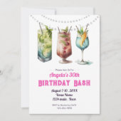 Fruity Cocktail 30. Geburtstag Sommer Einladung (Vorderseite)