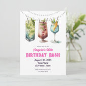 Fruity Cocktail 40. Geburtstag Sommer Einladung (Stehend Vorderseite)