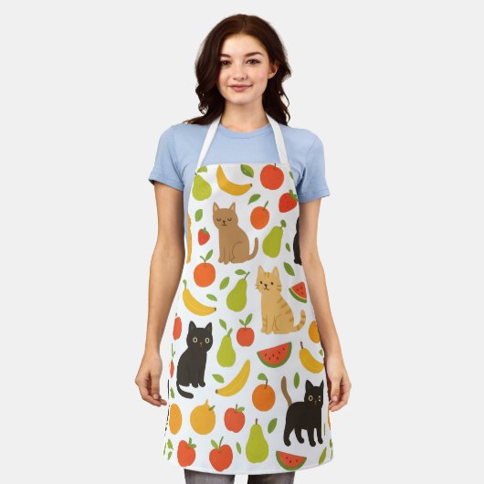 Fruity Feline Kitchen Apron: Cute Cats and Fruit  Schürze (Getragen)