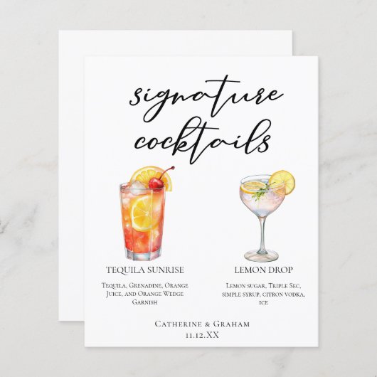 Fruity Garden Wedding Signature Cocktails Menü (Vorne/Hinten)