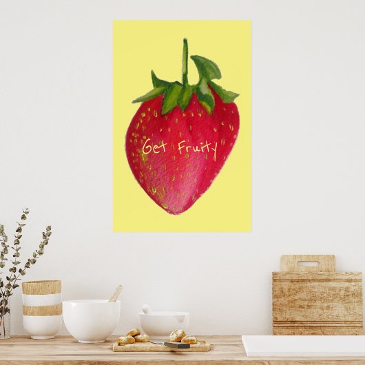 Fruity Slogan Juicy Strawberry Pop Art Poster (Küche)