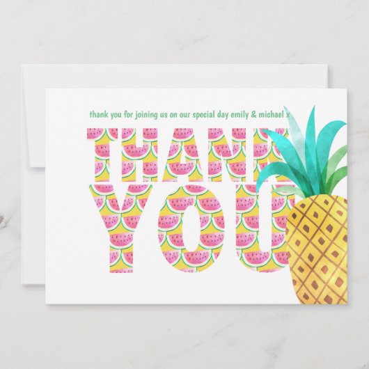 Fruity Tropical DANK YOU Watermelon Ananas Dankeskarte (Vorderseite)