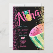 Fruity Tropical Sweet 16 Invites Melon ALOHA Einladung (Vorderseite)