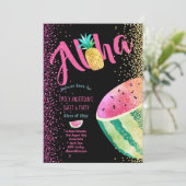 Fruity Tropical Sweet 16 Invites Melon ALOHA Einladung (Stehend Vorderseite)