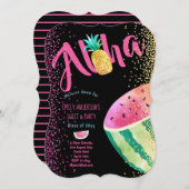 Fruity Tropical Sweet 16 Invites Melon ALOHA Einladung (Vorne/Hinten)