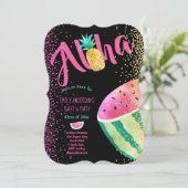 Fruity Tropical Sweet 16 Invites Melon ALOHA Einladung (Stehend Vorderseite)