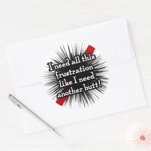Frustration rund weißer Aufkleber (Umschlag)
