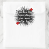 Frustration rund weißer Aufkleber (Tasche)