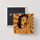Frustrierte Frau Schrei Lustig Knopf Abzeichen Pin Button (Vorne & Hinten)