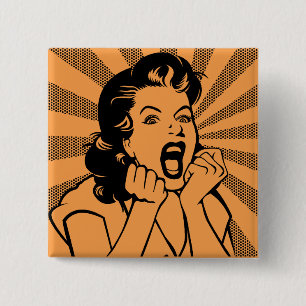 Frustrierte Frau Schrei Lustig Knopf Abzeichen Pin Button