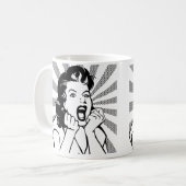 Frustrierte Frau schreit Funny Mug Kaffeetasse (Vorderseite Links)