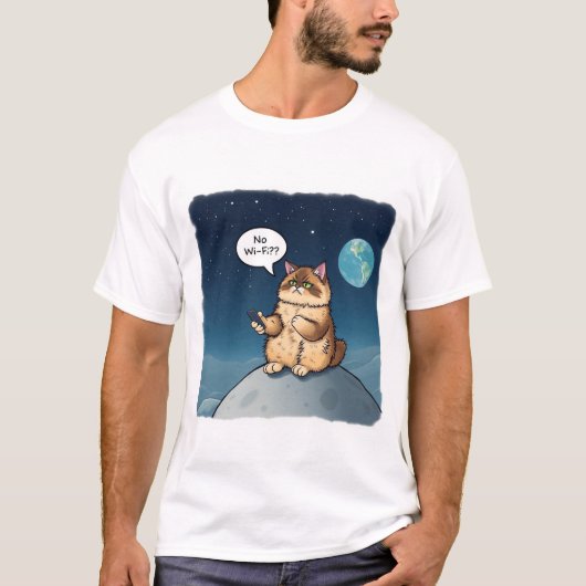 Frustrierte Katze ohne Wi-Fi T-Shirt (Vorderseite)
