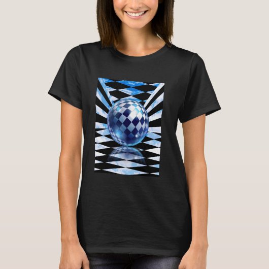 Frutiger Aero Aesthetic Tech Checkered Room Orb Sk T-Shirt (Vorderseite)