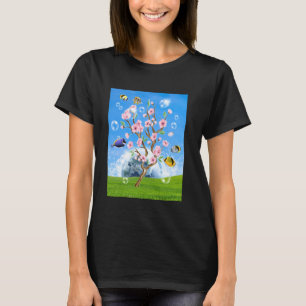 Frutiger Aero Ästhetik Tech Kirschblüten Fische T-Shirt