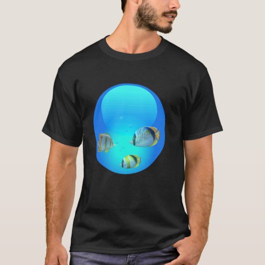Frutiger Aero Ästhetik Tech Orb Fische T-Shirt (Vorderseite)
