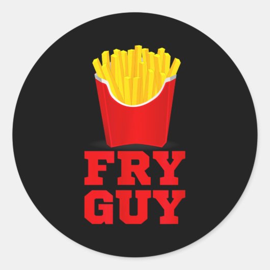 Fry Guy Fast Food Lover Fries Funny Novelty Runder Aufkleber (Vorderseite)