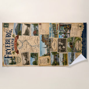 Fryeburg Maine durch die Jahre alte Postkarte Strandtuch