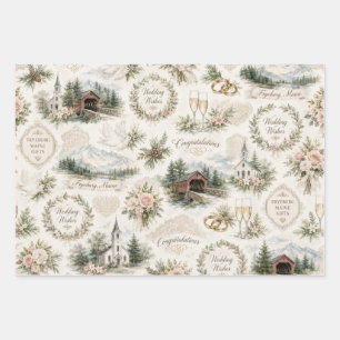 Fryeburg Maine Hochzeitswünsche Geschenkpapier Set