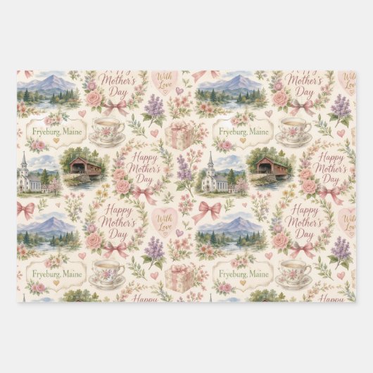 Fryeburg Maine Muttertags-Geschenkpapier Geschenkpapier Set (Vorderseite)