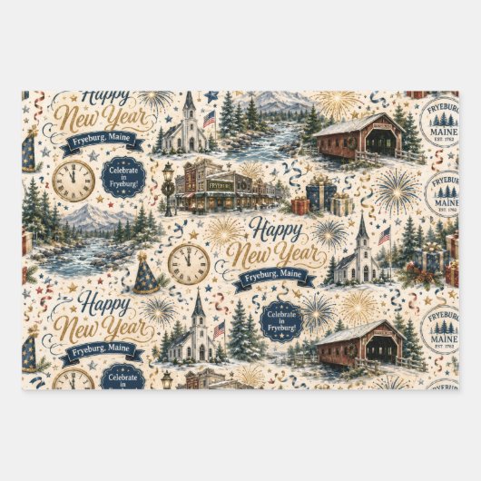 Fryeburg Maine Neujahrsfeier Geschenkpapier Set (Vorderseite)