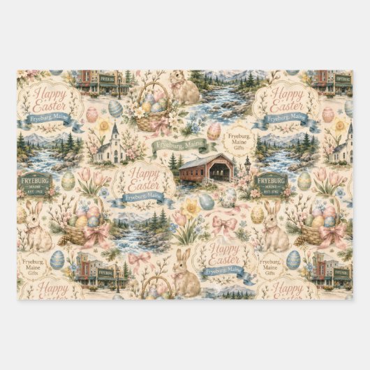 Fryeburg Maine Ostern Geschenkpapier Set (Vorderseite)