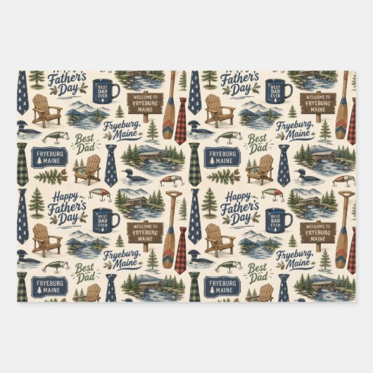 Fryeburg Maine Vatertags-Geschenkpapier Geschenkpapier Set (Vorderseite)