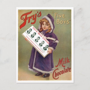 Fry's "Five Boys" Milchschokoladen-Werbeschild Postkarte