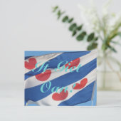 Fryslan Flag & Text Es Giet Oan! Postkarte (Stehend Vorderseite)