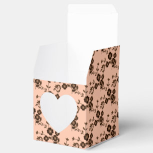 FS Style 1-Peach-Brown-FAVOR BOXES, Herzkasten Geschenkschachtel