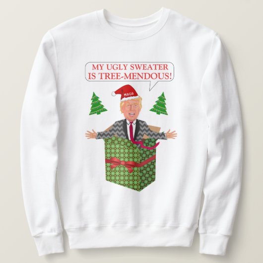 Fsonniger Donald Trump dugly Weihnachtsbaum Mendou Sweatshirt (Design vorne)