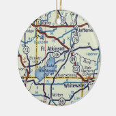 Ft. Atkinson WI Vintag Map Keramik Ornament (Links)