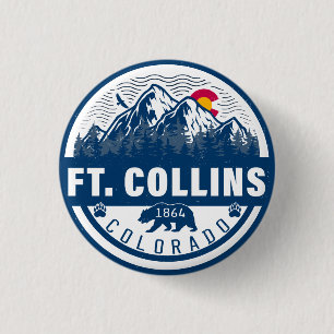 Ft Collins Colorado Flag Berg Bergsee-Zauber Button