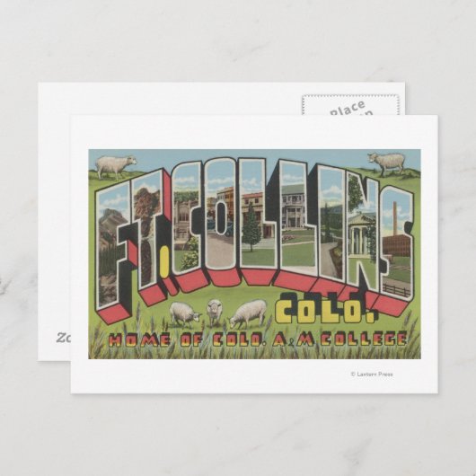 Ft. Collins, Colorado - Große Buchstabenszenen Postkarte (Vorne/Hinten)