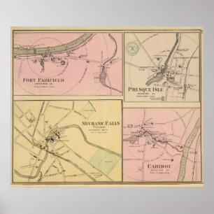 Ft Fairfield, Presque Insel, Karibu-Karte Poster