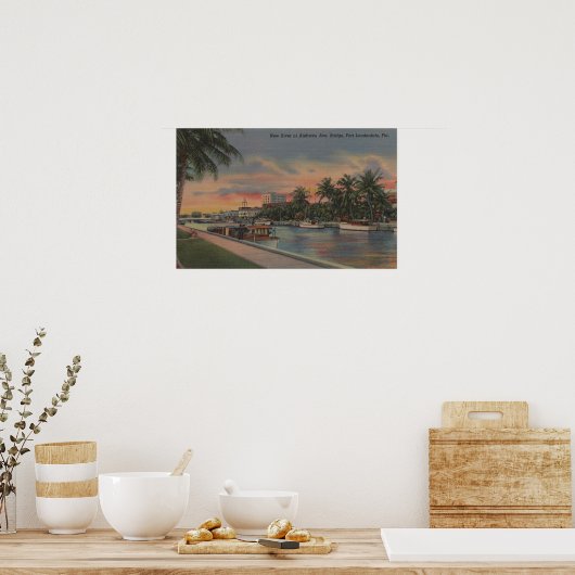 Ft. Lauderdale, FL - New River View & Andrews Poster (Küche)