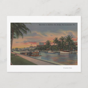 Ft. Lauderdale, FL - New River View & Andrews Postkarte