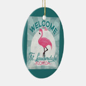 Ft Lauderdale Florida Pink Flamingo Retro Keramik Ornament (Rechts)