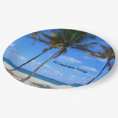 Ft Lauderdale Florida Sand Beach & Palm Trees Pappteller (Schrägansicht)