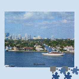 Ft Lauderdale Intracoastal Waterway Skyline Yacht Puzzle