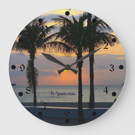 Ft. Lauderdale Sunset Große Wanduhr (Vorderseite)