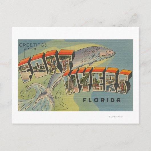 Ft. Myers, Florida - Große Buchstabenszenen Postkarte (Vorderseite)