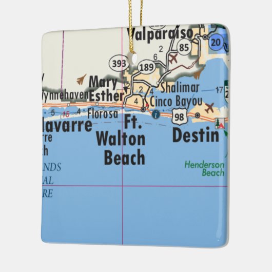 Ft. Walton Beach Map Keramikornament (Links)