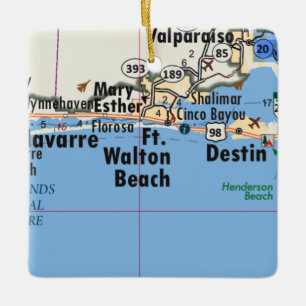 Ft. Walton Beach Map Keramikornament
