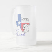 Ft Worth Texas Staat Map mit Star, Boots, Hat-Tass Mattglas Bierglas (Vorderseite Links)