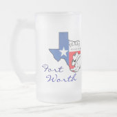 Ft Worth Texas Staat Map mit Star, Boots, Hat-Tass Mattglas Bierglas (Links)
