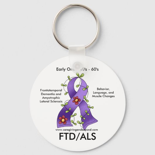 FTD/ALS Purple Ribbon Keychain Schlüsselanhänger (Vorderseite)