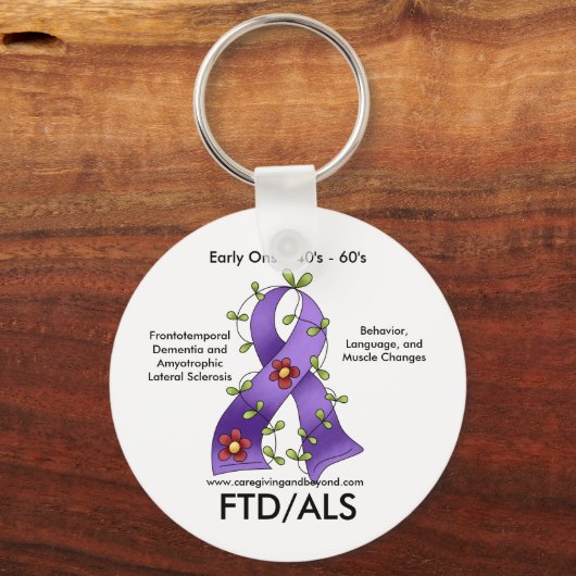 FTD/ALS Purple Ribbon Keychain Schlüsselanhänger (Vorderseite)