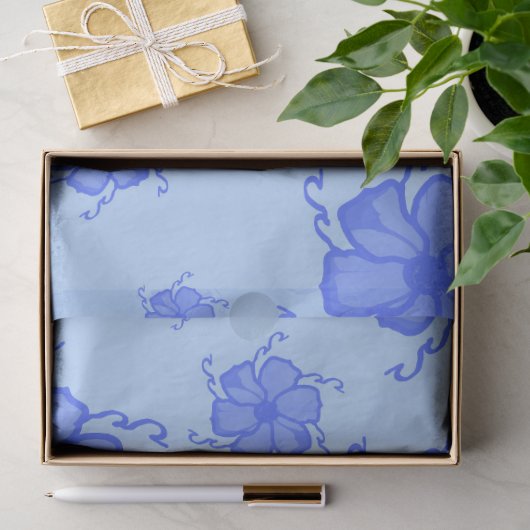 FTF Monochromes Seidenpapier in Blau (Geschenk)